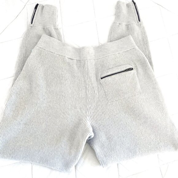Duffy Light Gray/Grey Cream Ribbed Wool Cashmere Blend Joggers Size Extra Small - Picture 7 of 16